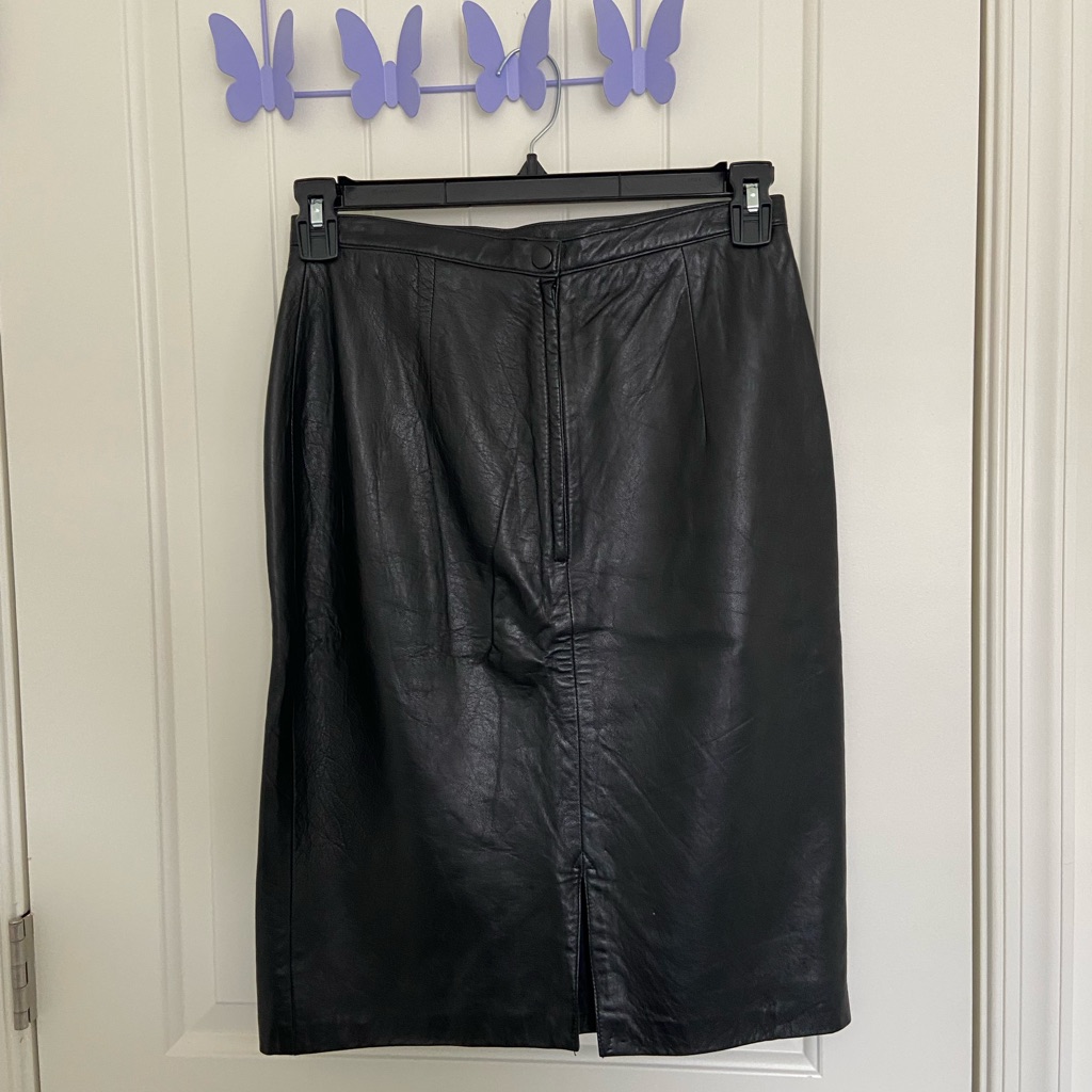 Nwot Giovinezza Moda By Rocco D’amelio Women’s Black Leather Button Skirt 10